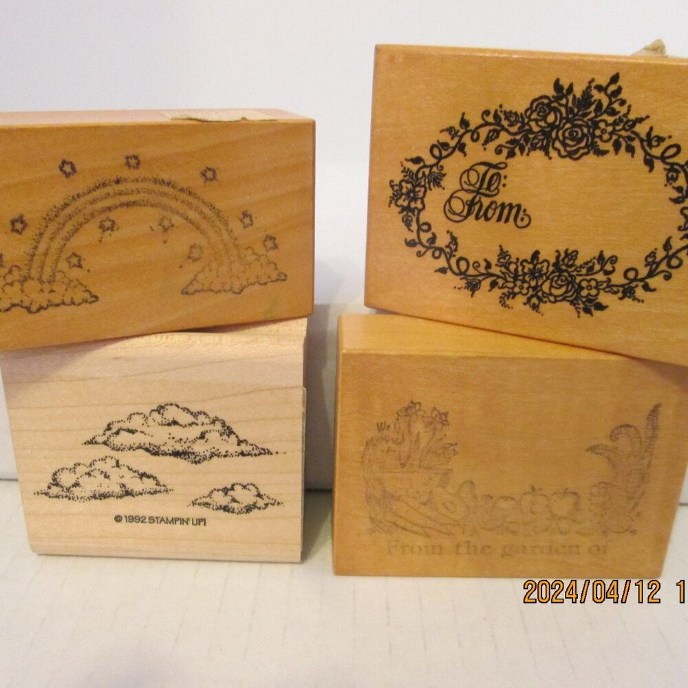 (Hard to find)Vintage Rubber stamps Stampin Up lot of 4 scenic & gift stamps